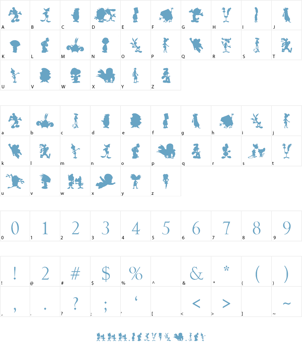 Cartoon Silhouettes Font Character